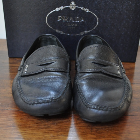 Prada Driving Loafers. Black Calfskin Leather main image 7